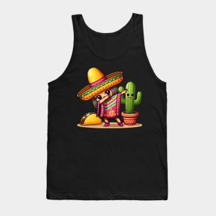 Funny Dabbing Mexican Poncho Sombrero Cinco de Mayo girl boy Tank Top